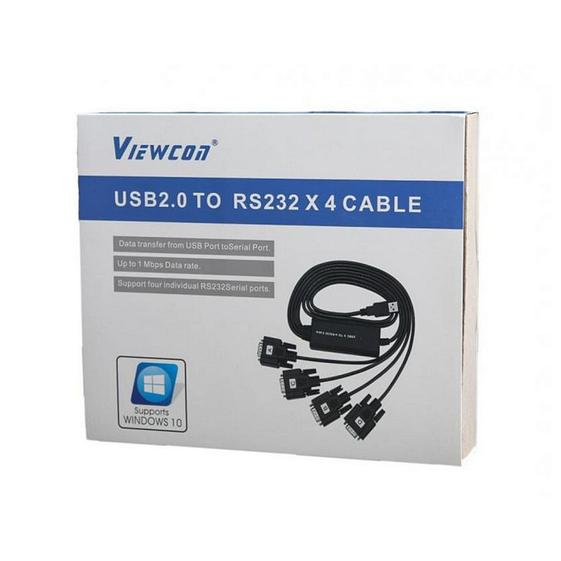 Кабель Viewcon USB - 4хCOM (M/M), (9+25pin), 1.4 м, Black (VE671)