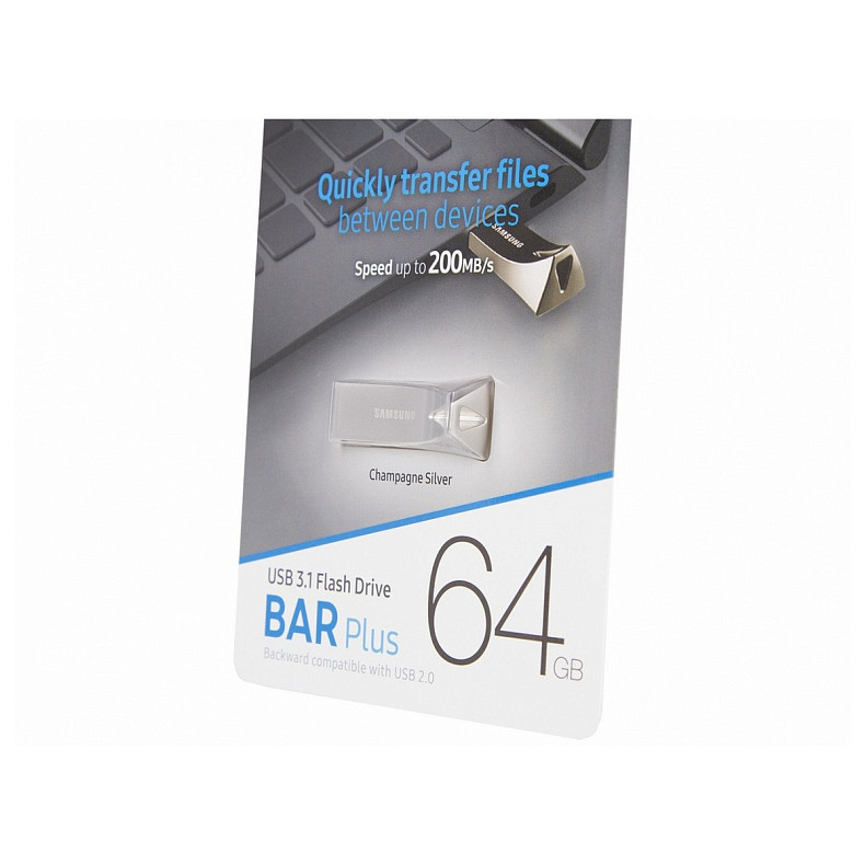 Накопичувач Samsung  64GB USB 3.1 Type-C Bar Plus  Сріблий (MUF-64BE3/APC)