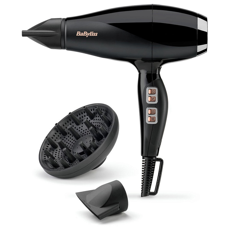 Фен Babyliss Air Power Pro, 2300Вт, 3 режими, дифузор, іоніз-я, хол. обдув, кераміка, чорно-рожевий