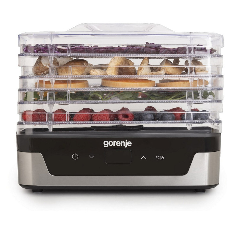 Сушарка для продуктів Gorenje 230Вт, піддонів - 5x2.8см, діаметр - 29см, макс - 75°С, електр.упр,біл