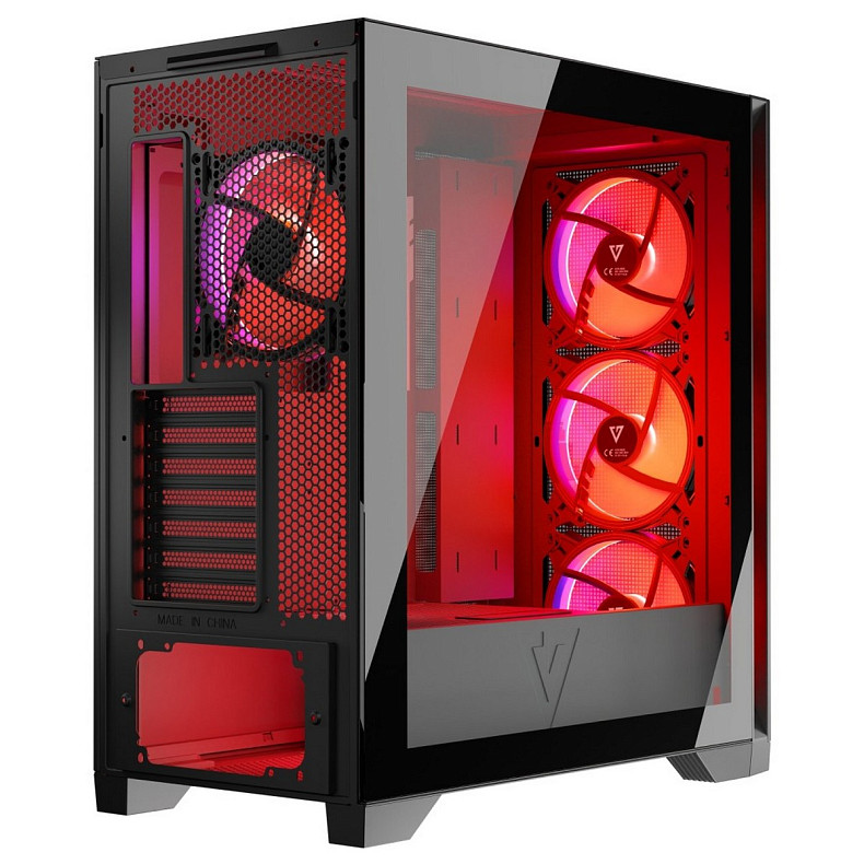 Корпус Modecom volcano expanse s argb 4x140mm fans midi usb 3.0x2+type-c black без БЖ ATX