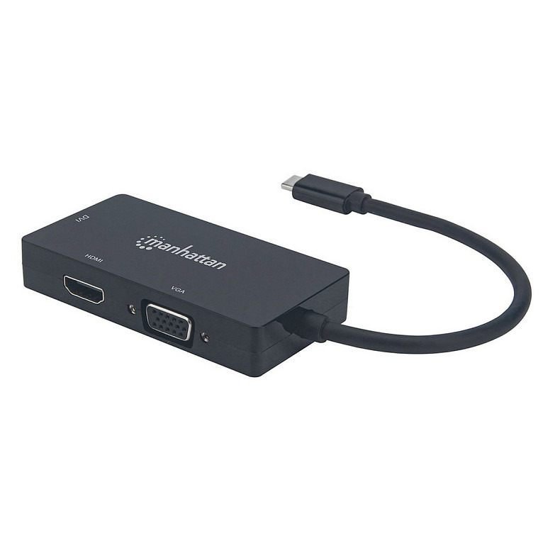 Док-станция Intracom USB3.1 Type-C --> HDMI/DVI-I/VGA Black Manhattan