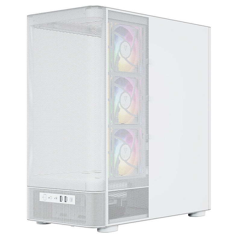 Корпус Modecom VOLCANO AQ400 ARGB MIDI SIDE LCD 6,2”, 4x120mm fans WHITE без БЖ ATX