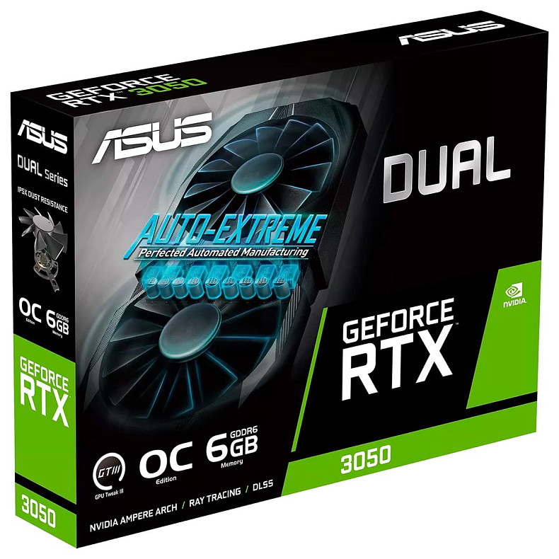Видеокарта GF RTX 3050 6GB GDDR6 Dual OC Asus (DUAL-RTX3050-O6G)