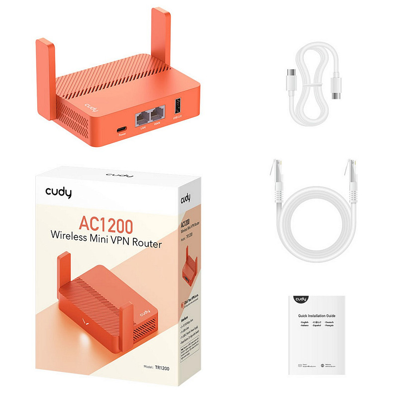 Wi-Fi Роутер Cudy TR1200, AC1200 Wi-Fi Mesh Router with USB, 2?10/100Mbps RJ45