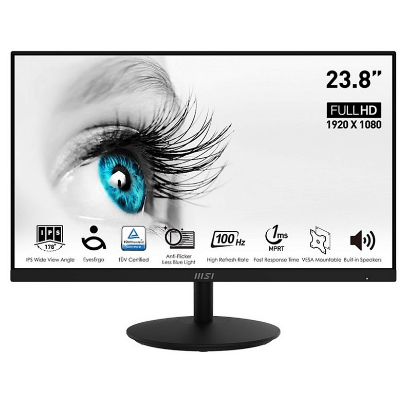 Монітор MSI 23.8" PRO MP242A D-Sub, HDMI, DP, MM, IPS, 100Hz, 4 ms, sRGB 100%