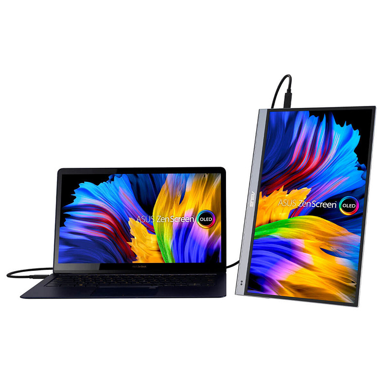 Монітор портативний Asus 15.6" ZenScreen MQ16AH mHDMI, 2xUSB-C, OLED, 1ms, DCI-P3 100%, HDR10