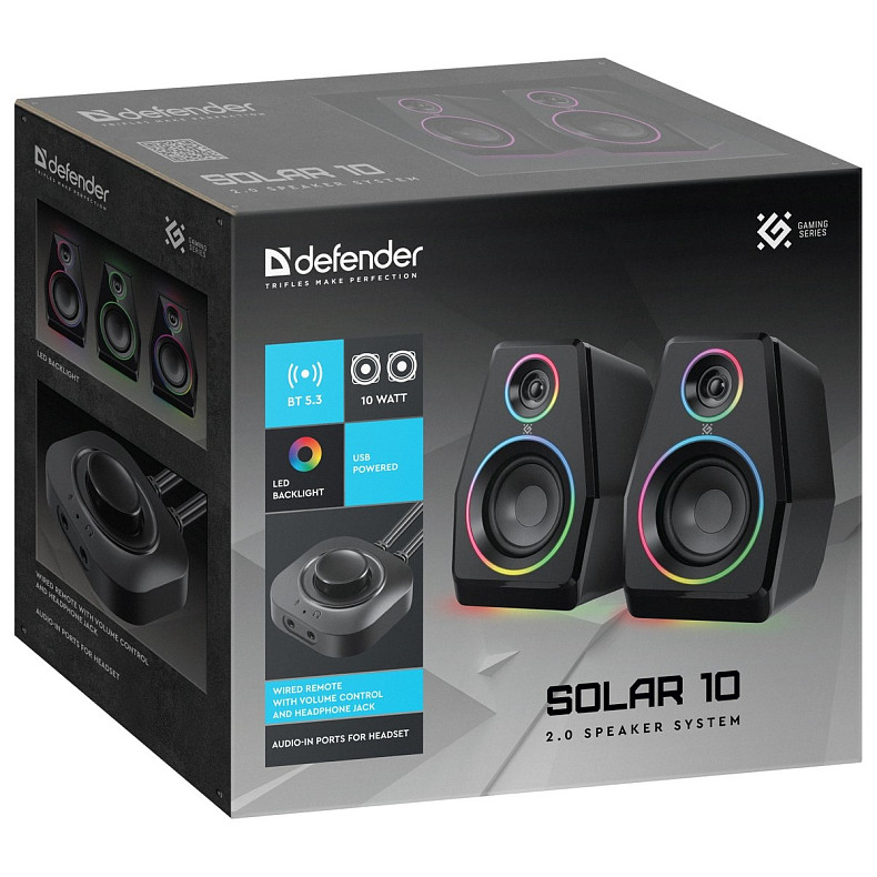Акустические колонки Defender Solar 10 RGB Black (65940)