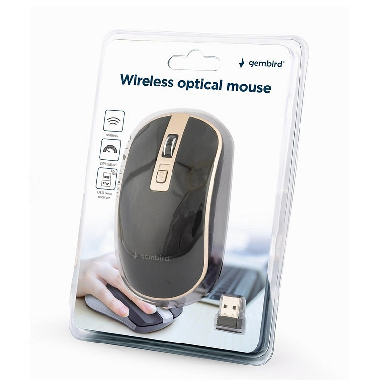 Мышь Gembird MUSW-4B-06-BG Black/Gold