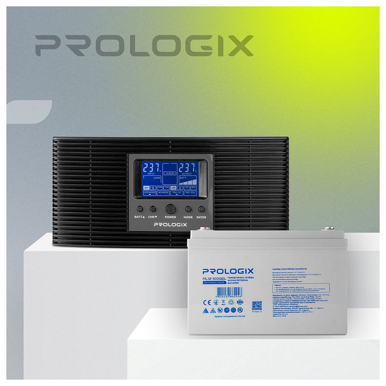 Комплект резервного живлення Prologix 1200 (PLP1200XL) + АКБ PL12-100GEL, GEL