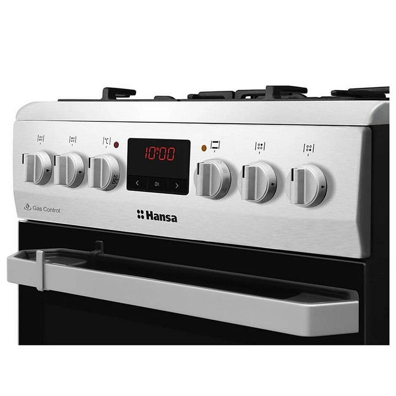 Плита Hansa комбінована, 50х60см, 65л, чавун, газ контр., дисплей, нержавіюча сталь