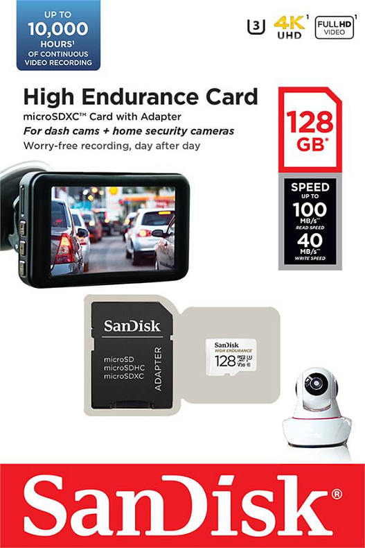 Карта пам'яті SanDisk 128 GB microSDXC UHS-I U3 V30 + SD adapter (SDSQQNR-128G-GN6IA)