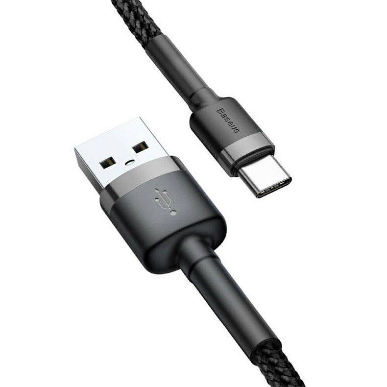 Кабель Baseus Cafule Cable USB For Type-C 3A 2m Gray/Black (CATKLF-CG1)