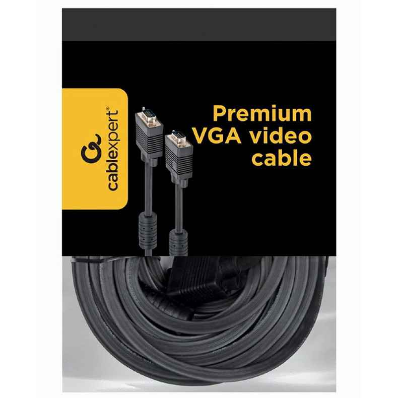 Кабель premium VGA, 3+ 9C HD15M, подвійне екранування, з 2-ма феритами, 30 м