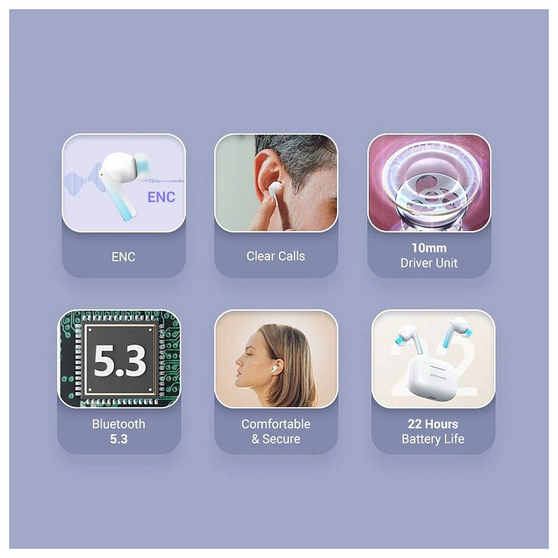 Навушники Vention Elf Earbuds E04 White