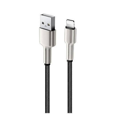 Кабель ColorWay USB-Lightning, head metal, 2.4А, 1м, Black (CW-CBUL046-BK)