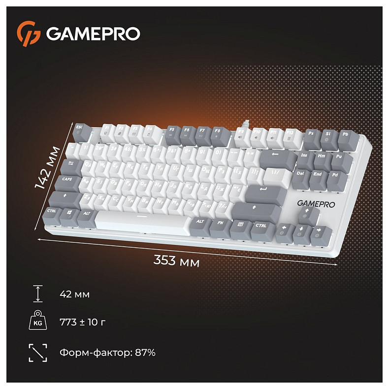 Клавіатура GamePro Genesis Metallic MK110W Outemu Red Swithes USB White