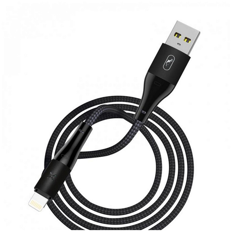 Кабель SkyDolphin S49L LED Aluminium Alloy USB - Lightning 1м, Black (USB-000567)