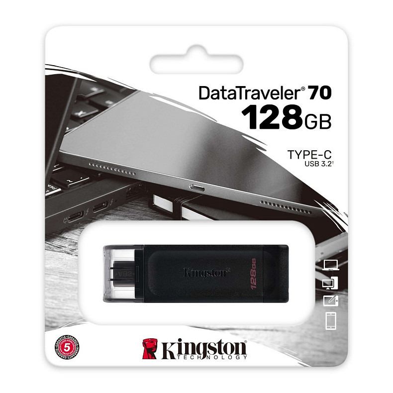 Флэш-накопитель Kingston DT70 128GB, Type-C, USB 3.2 (DT70/128GB)