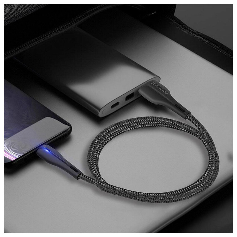 Кабель ColorWay USB-Type-C, 2.4А, 1м, PVC + Led, Black (CW-CBUC034-BK)