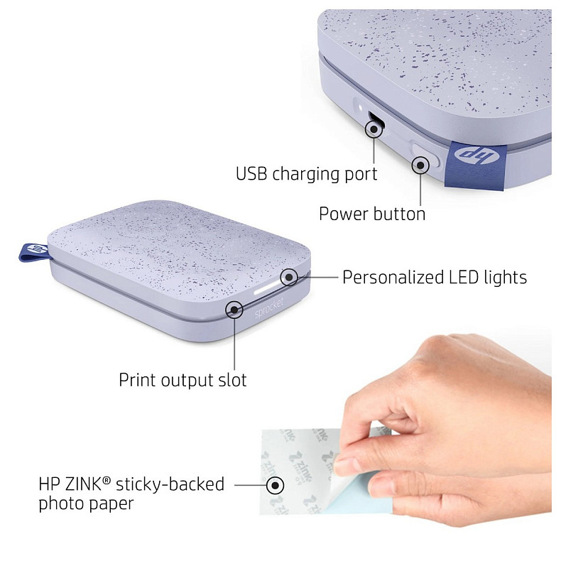 Фотопринтер HP Sprocket 2x3 Lilac (HPISPPR)