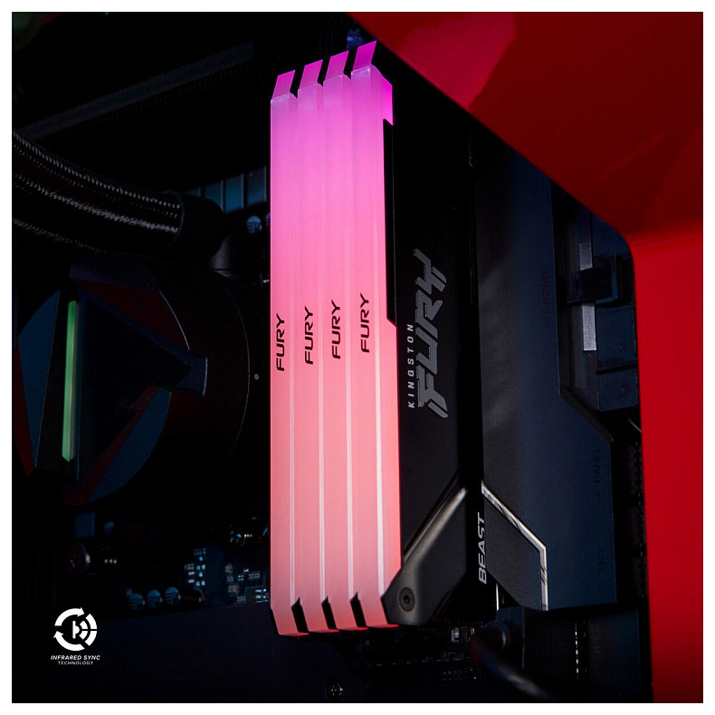 ОЗУ Kingston Fury Beast DDR4 8GB 3200MHz RGB (KF432C16BB2A/8WP)