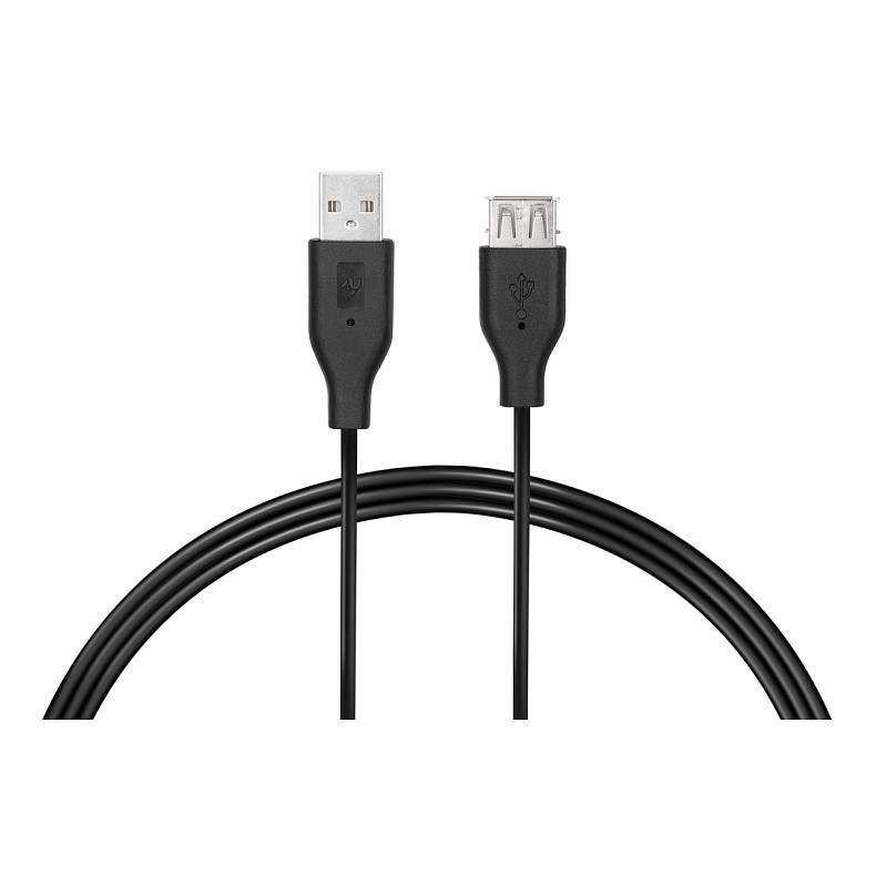 Кабель 2E USB 2.0 (AM/AF), 3m, black