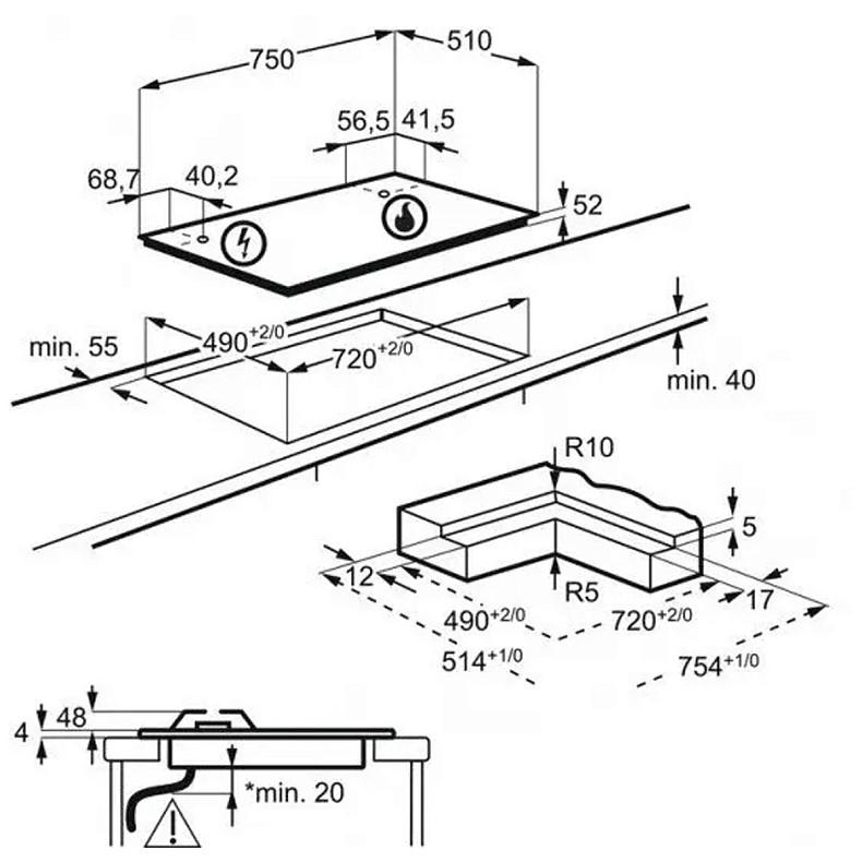 Варочная поверхность газовая Electrolux KGV7539IK