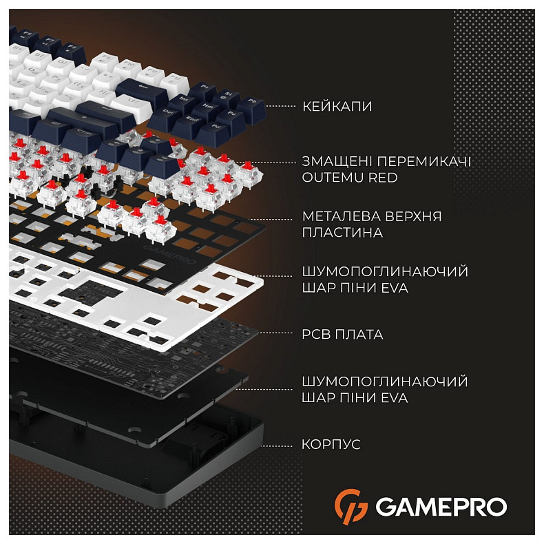 Клавіатура GamePro Genesis Metallic MK110B Outemu Red Swithes USB Black