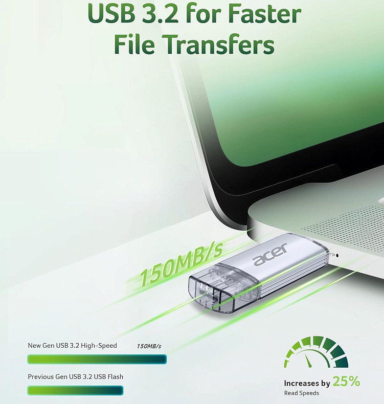 Флеш-накопичувач Acer UT300 256GB Dual Drive USB-C & USB-A
