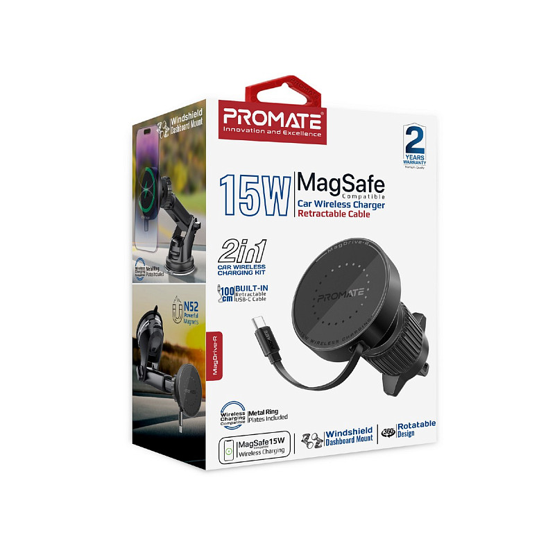 Автомобільний зарядний пристрій Promate Magdrive-r Black