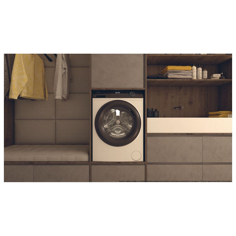 Пральна машина Haier фронтальна, 7кг, 1200, A+++, 44см, дисплей, пара, інвертор, люк чорний, прямий