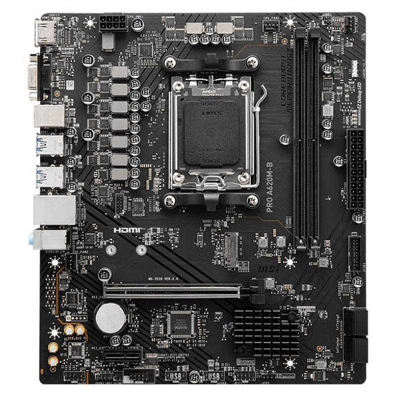 Материнская плата MSI PRO A620M-B sAM5 A620 2xDDR5 M.2 HDMI D-Sub mATX
