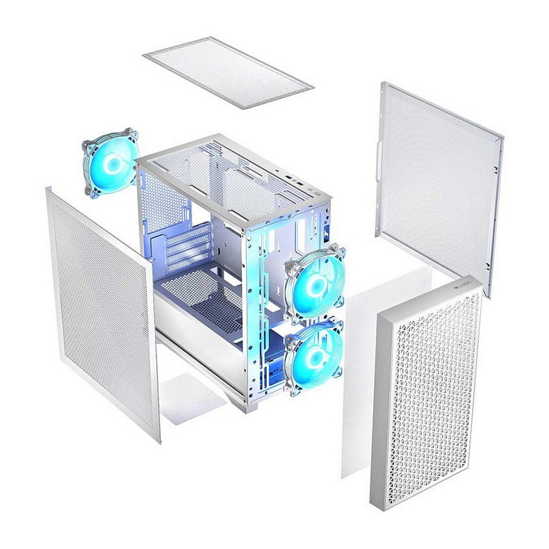 Корпус LogicConcept dart pro argb mini white mesh fans 3x120mm без БЖ mATX
