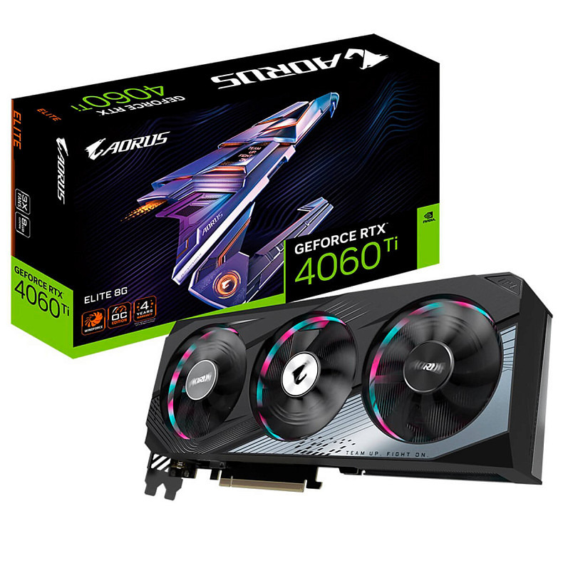 Видеокарта Gigabyte GeForce RTX 4060 Ti 8GB GDDR6 Aorus Elite (GV-N406TAORUS E-8GD)