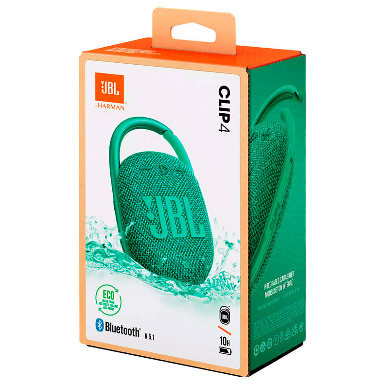 Портативна акустика JBL Clip 4 Eco Green (JBLCLIP4ECOGRN)