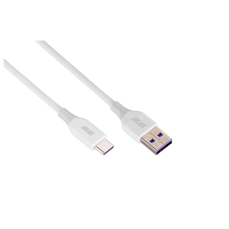 Кабель 2E USB-A > USB-C, 1м, Glow, білий