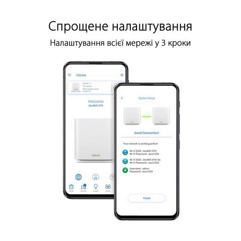 Wi-Fi Роутер Asus ZenWiFi XT9 White 1pk (XT9-W-1-PK/90IG0740-MO3B60)