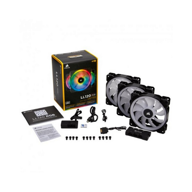 Вентилятор Corsair LL120 RGB 3 Fan Pack (CO-9050072-WW), 120x120x25мм, 4-pin, Black