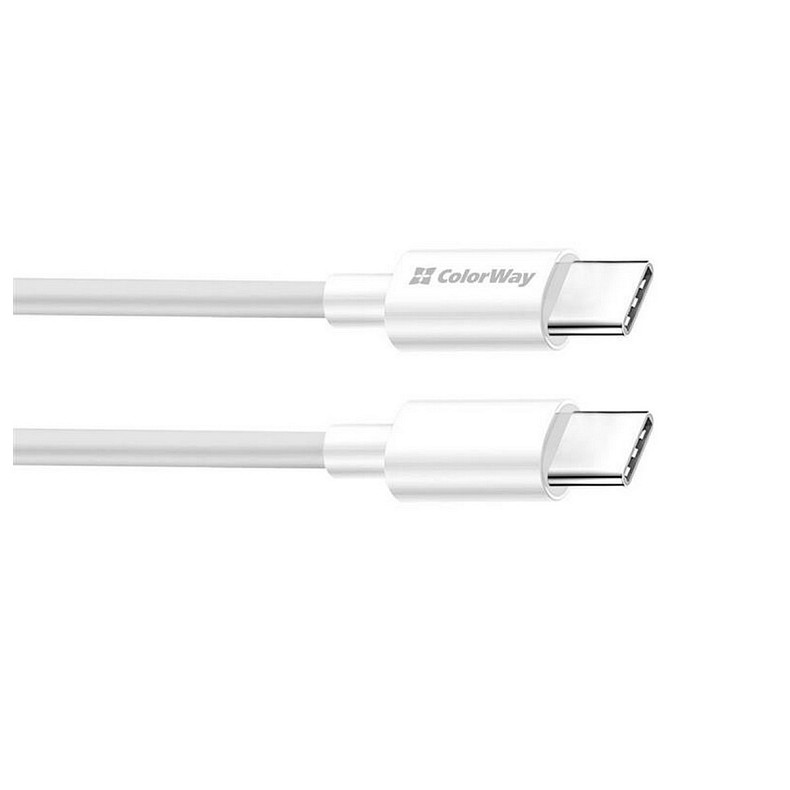 Кабель ColorWay USB Type-C - USB Type-C (M/M), PD Fast Charging 100W, 5.0 А, 1 м, White (CW-CBPDCC05