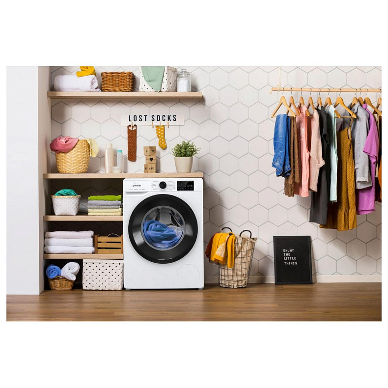 Пральна машина Gorenje фронтальна, 9кг, 1400, A+++, 46,5см, дисплей, інвертор, пара, Wi-Fi, білий