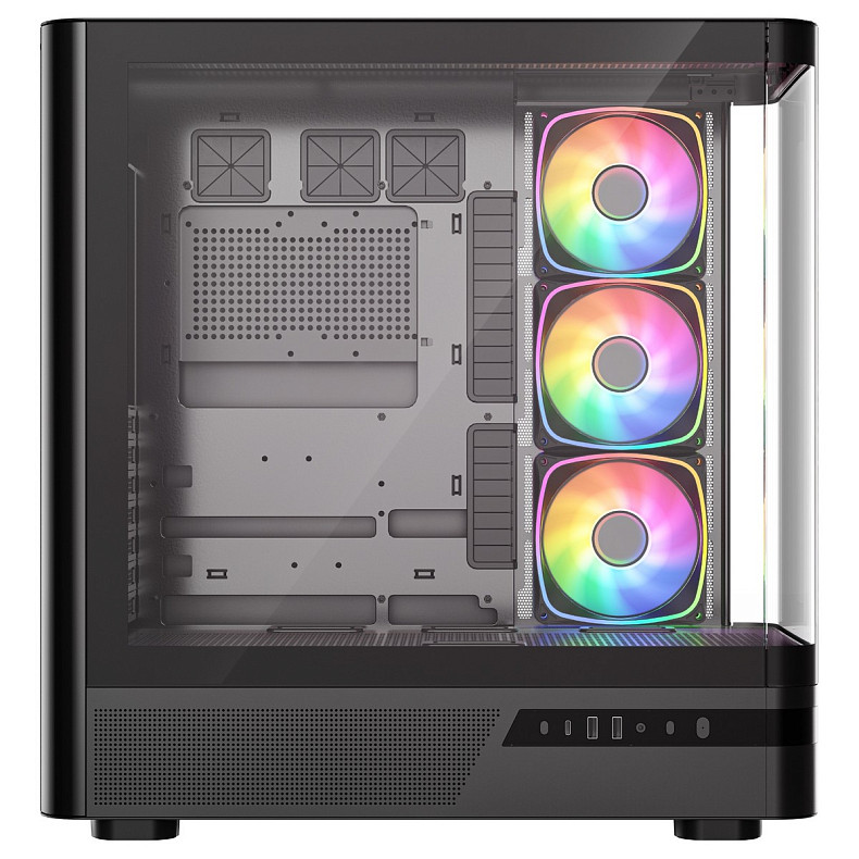 Корпус Modecom VOLCANO AQ200 ARGB MIDI FRONT LCD, 4x120mm fans BLACK без БЖ ATX