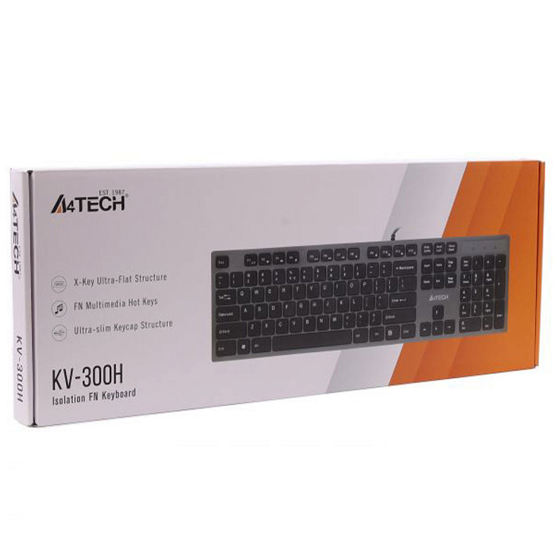 Клавiатура А4Tech KV-300H Grey/Black USB