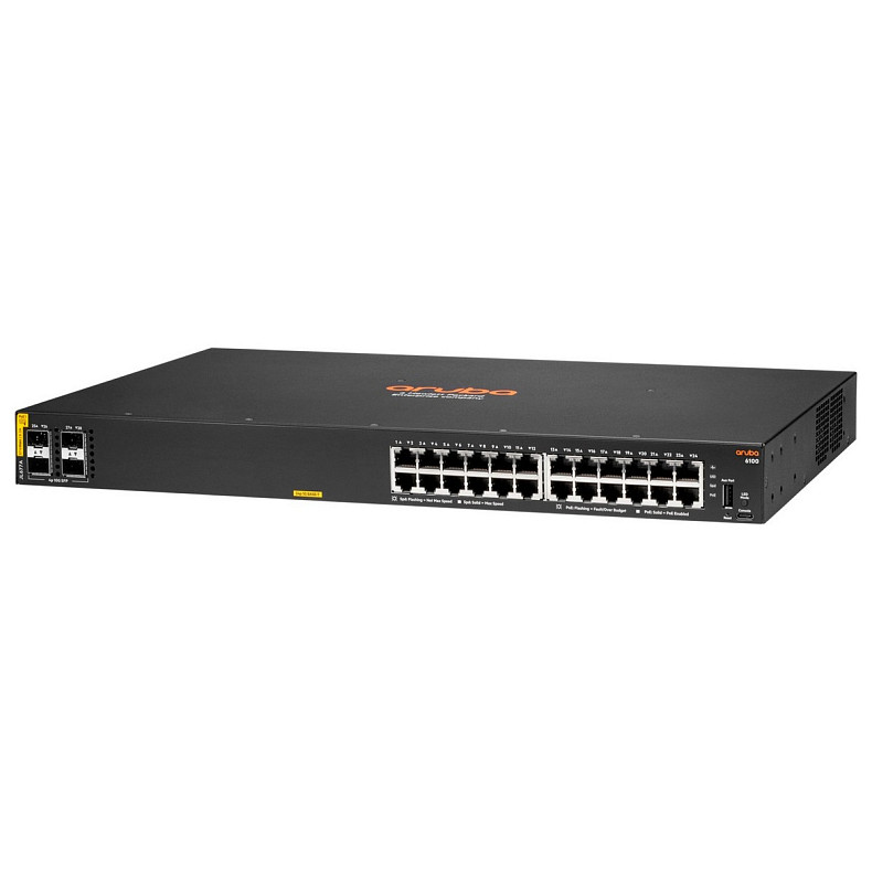 Коммутатор HPE Aruba 6100, 24xGE, 4xSFP+ Ports, PoE Class 4 370W, LT Warranty