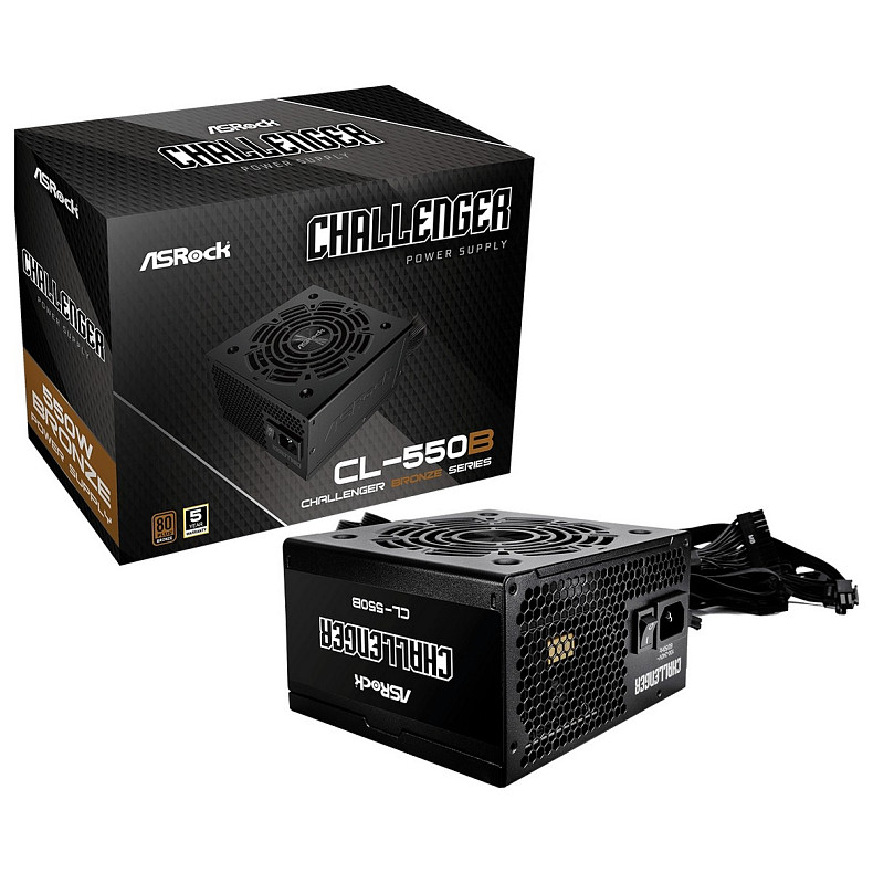 Блок питания ASRock Challenger CL-550B 120mm, 80+ Bronze