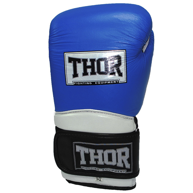 Рукавички боксерські THOR PRO KING 12oz /Шкіра/синьо-біло-чорні