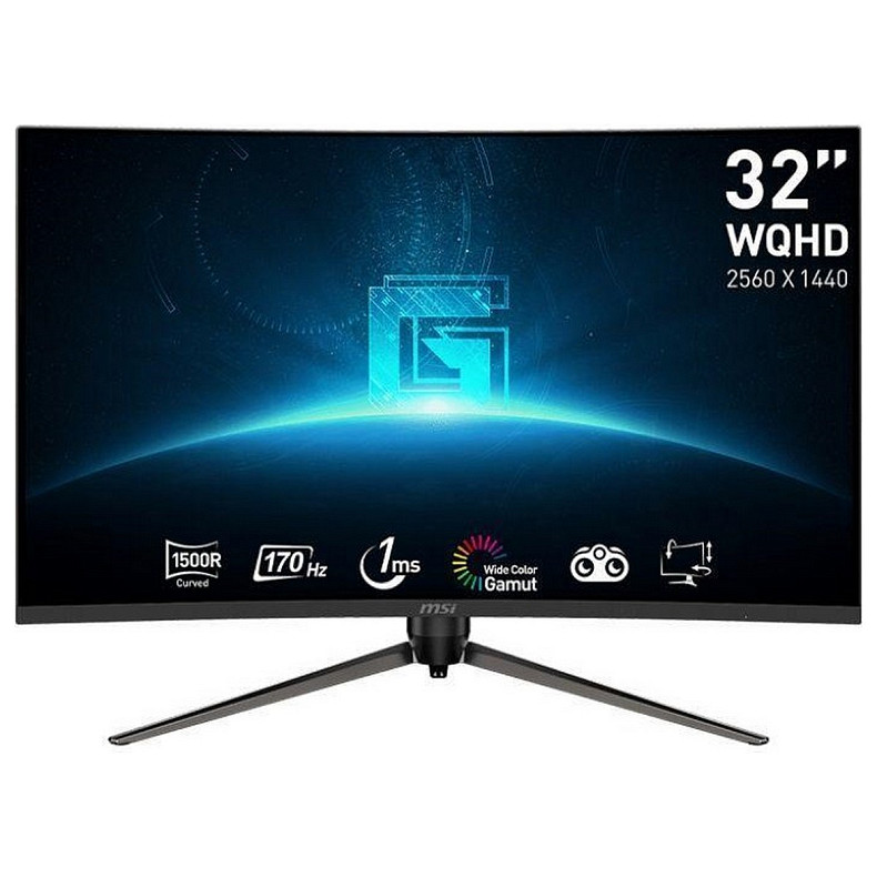 Монітор MSI 31.5" G32CQ5P 2xHDMI, DP, Audio, VA, 2560x1440, 170Hz, 1ms, sRGB 115%, CURVED, AdaptiveS