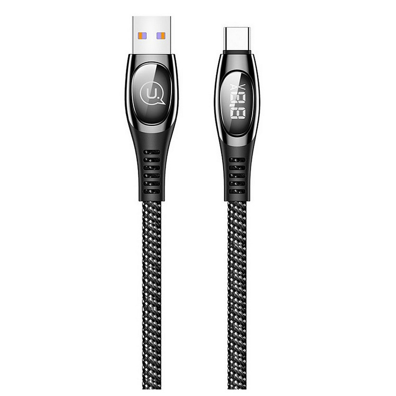 Кабель Usams US-SJ422 Digital Display USB-USB Type-C, 1.2 м, Black (SJ422USB01)