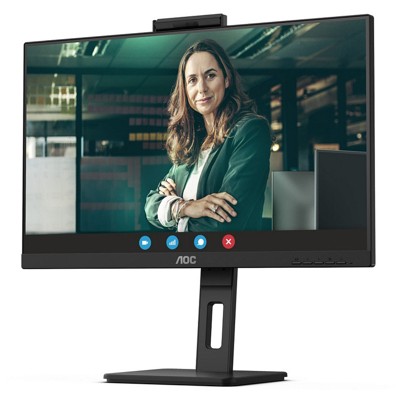 TFT 23.8" AOC 24P3QW, IPS, 75Hz, 2хHDMI, DP, USB-hub, webcam, HAS, Pivot, колонки, черный