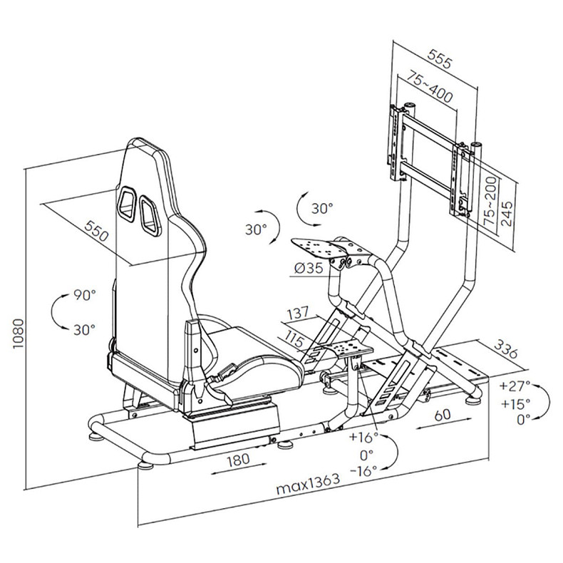 Крісло для геймерів "Кокпіт" GamePro RS115